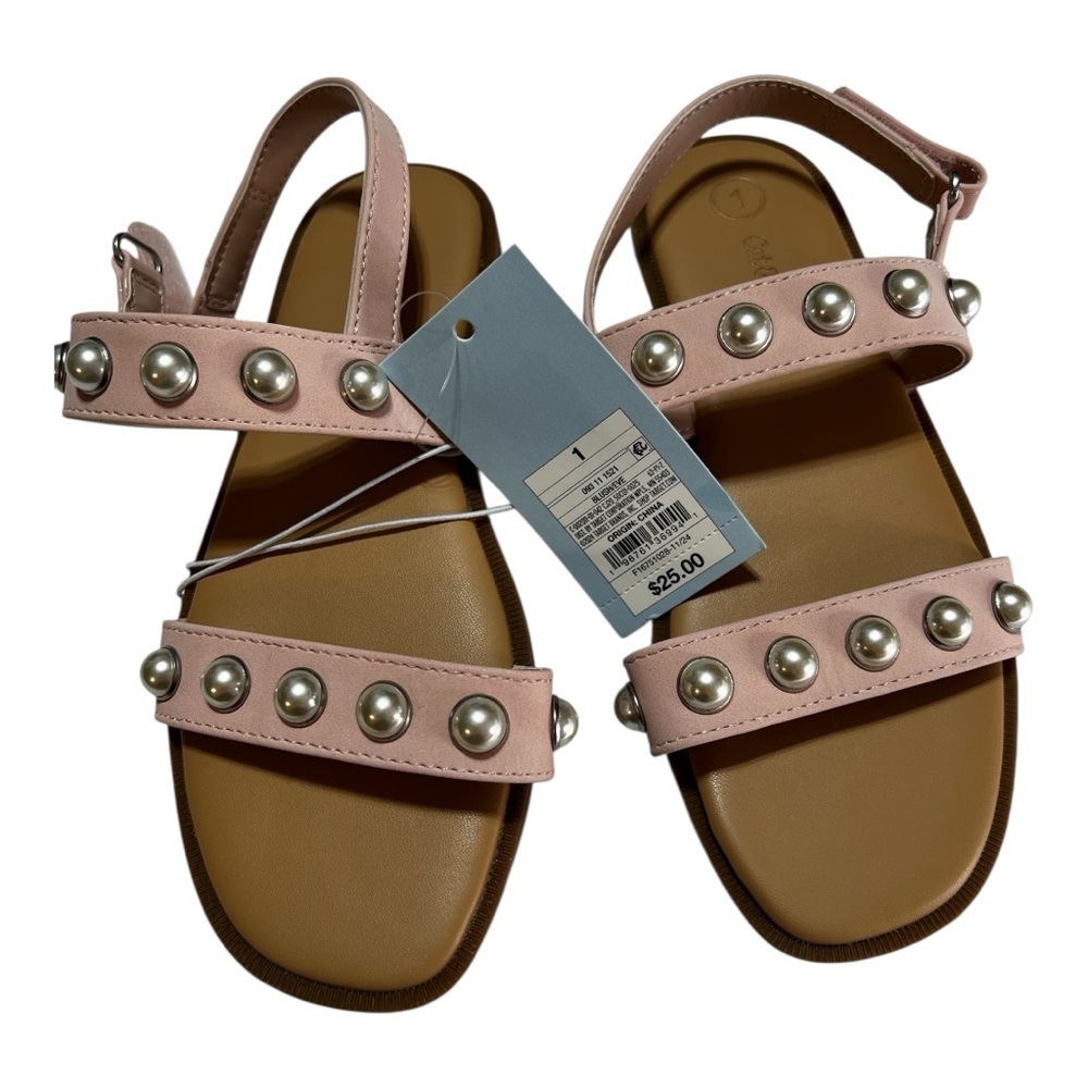 NWT Cat & Jack Pink Pearl-Studded Sandals